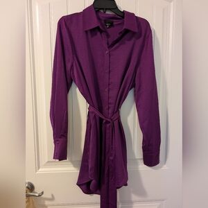 Vici Purple Long Sleeve Shirt Dress